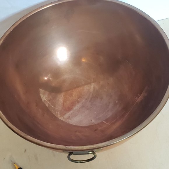 Vintage Copper Mixing Bowl Round Bottom 10 Inches Made In Korea Rolled Edge - Picture 9 of 11